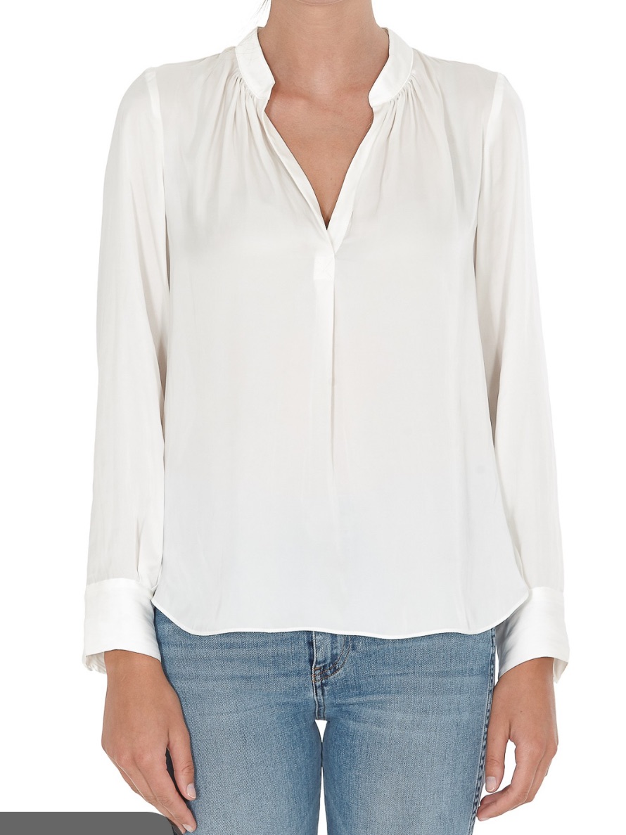 Reset V-Neck Silky Long Sleeve Blouse Small